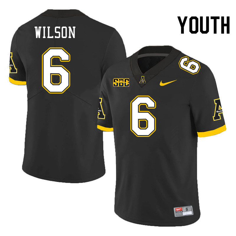 Youth #6 Matthew Wilson Appalachian State Mountaineers College Football Jerseys Stitched-Black